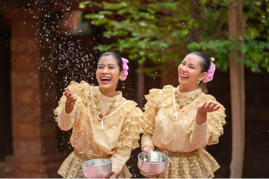 Girls on Thai traditional costumes