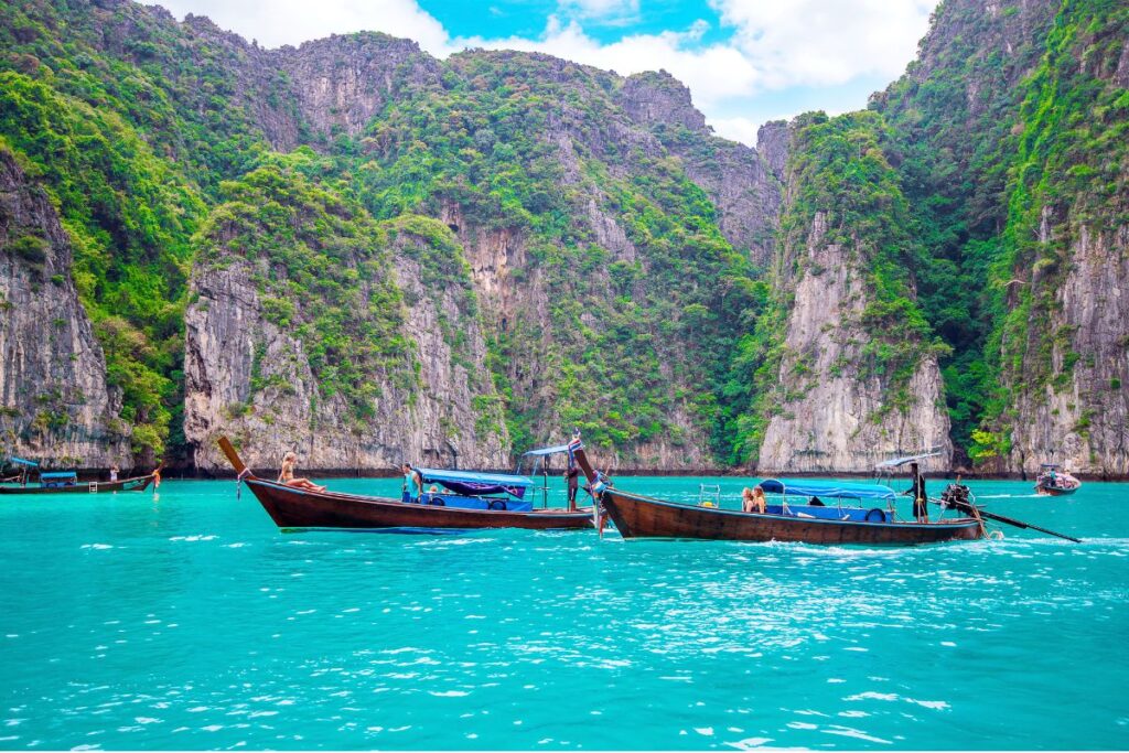 Long tail boats at Phi Phi Islands