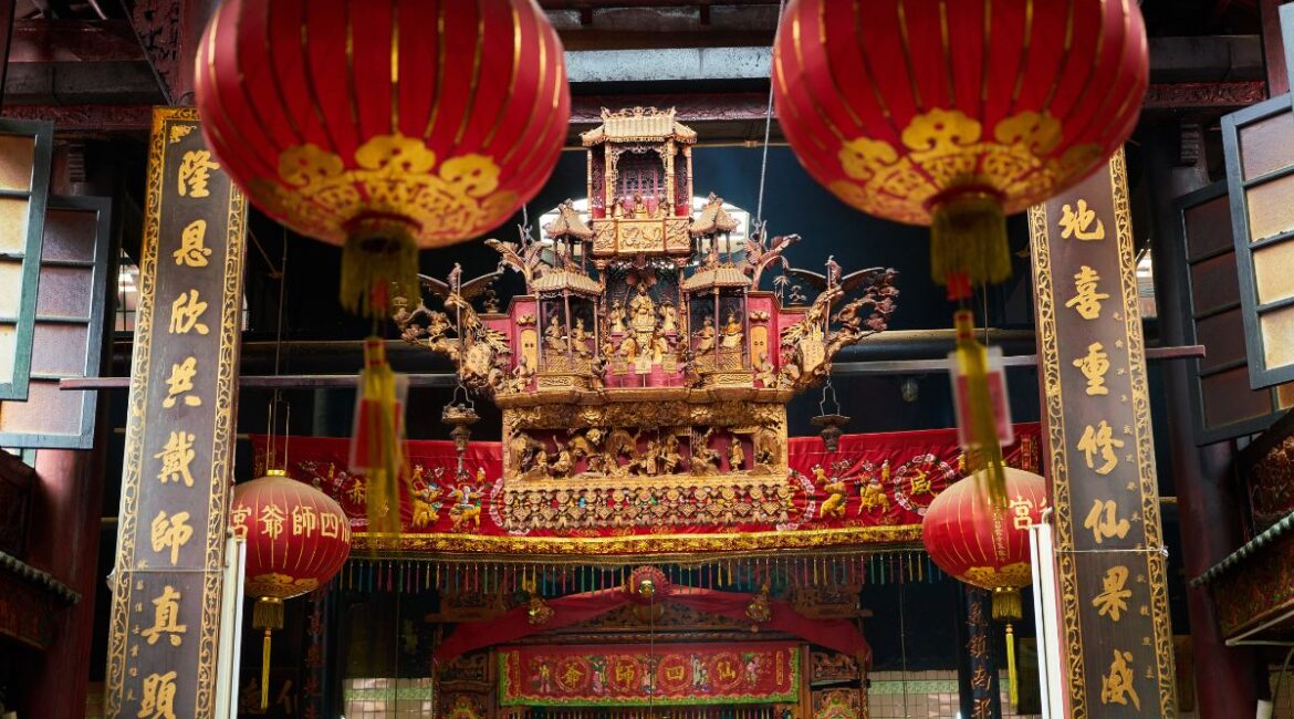 Shrine with red lantern
