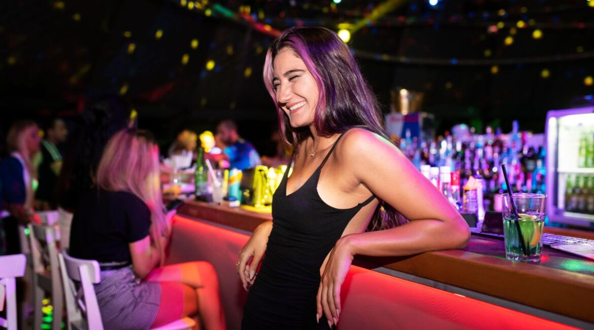 Woman at night club