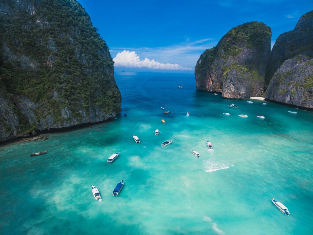Maya Bay, Phi Phi Island with boats