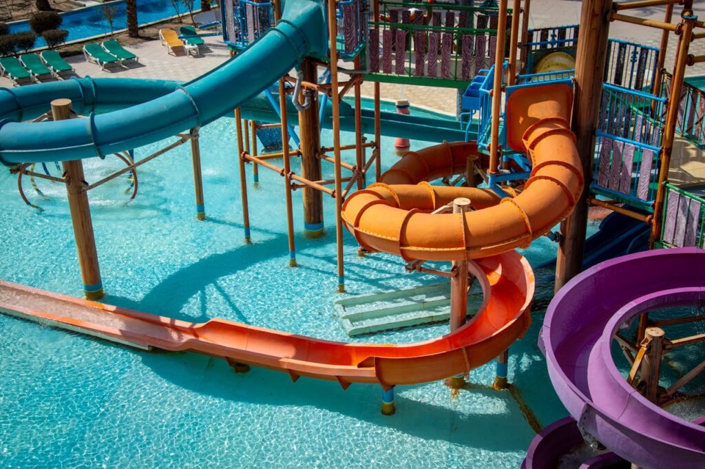 circular slides at water park
