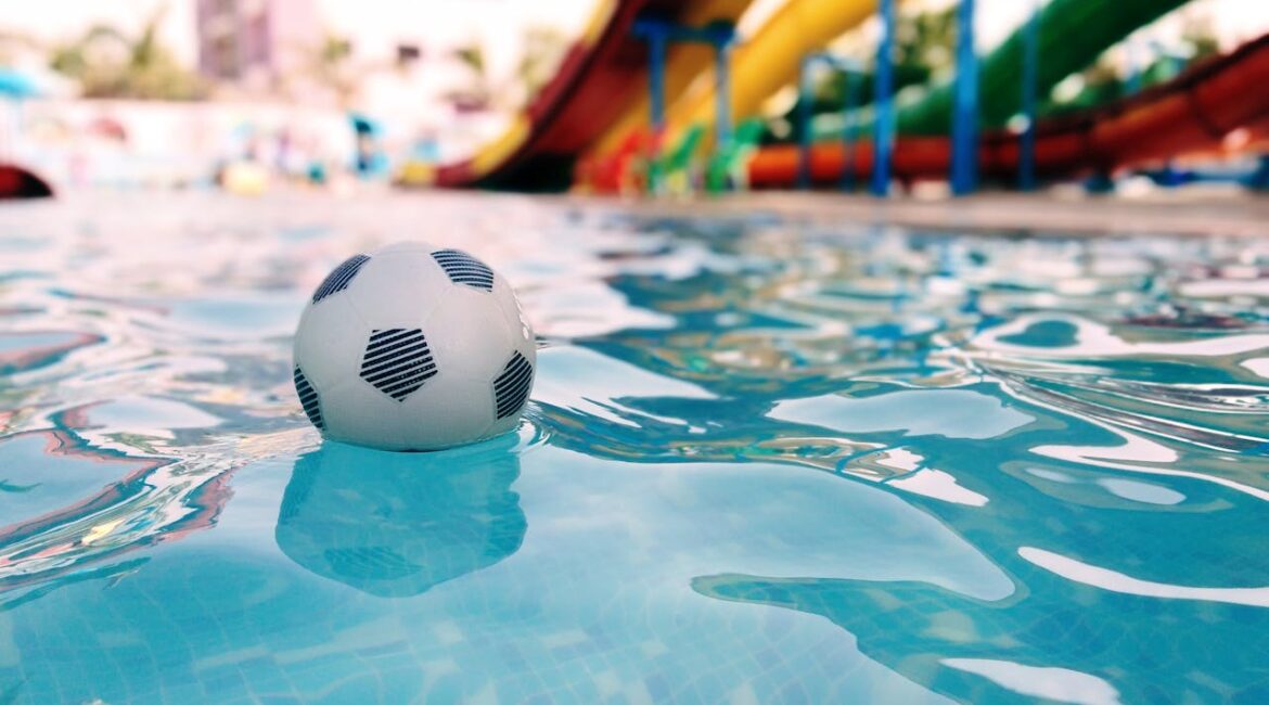 a football floating at water park