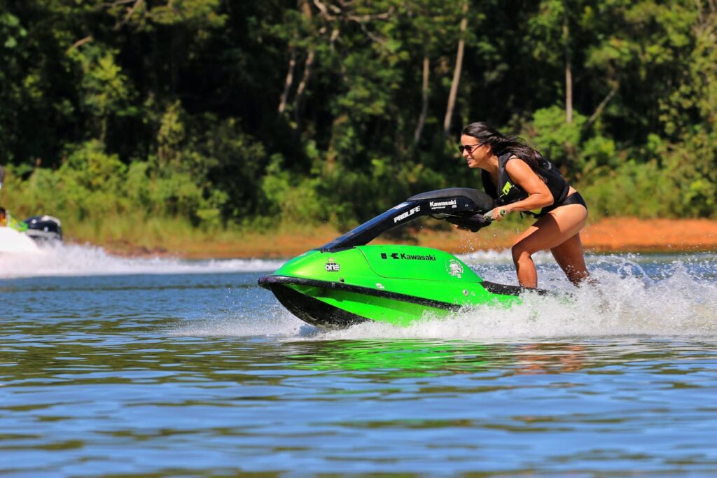 a woman jet skiing