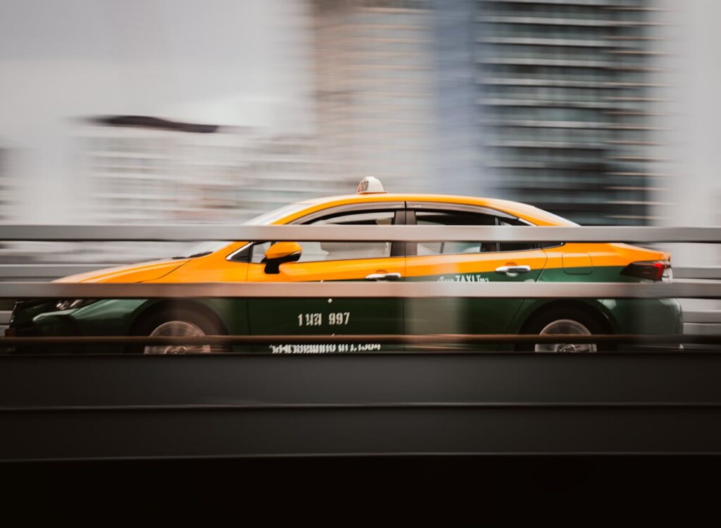Thailand taxi in motion