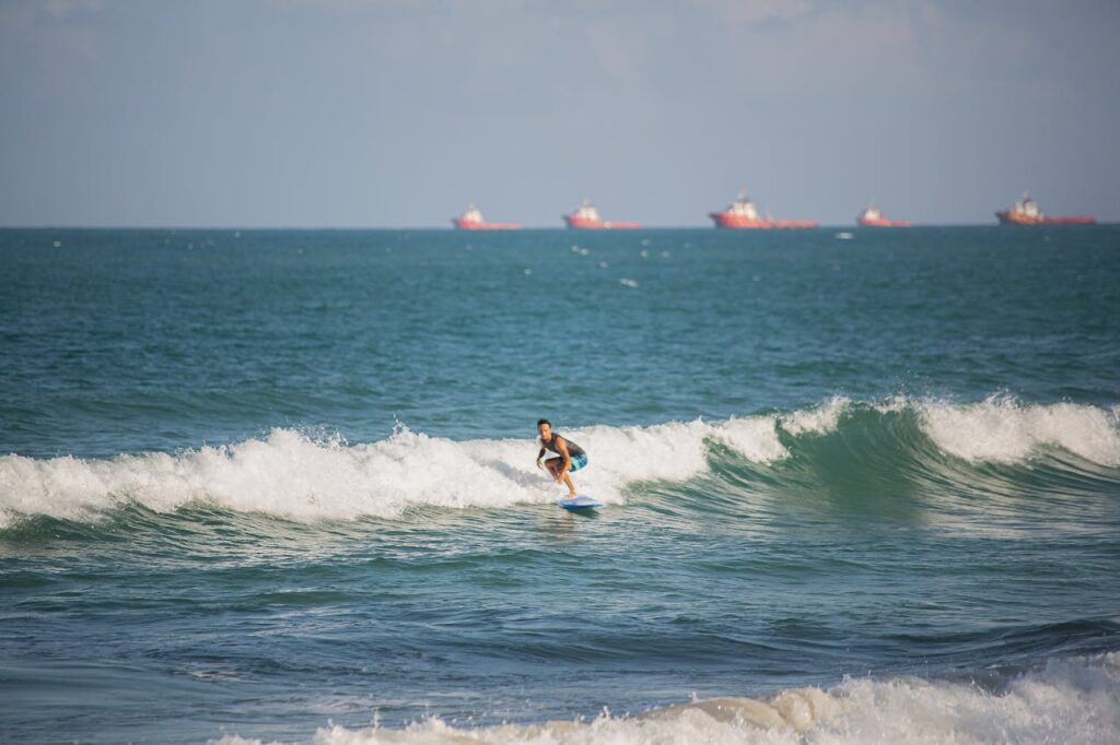 a guy surfing